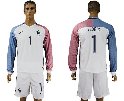 France #1 LLORIS Away Long Sleeves Soccer Country Jersey